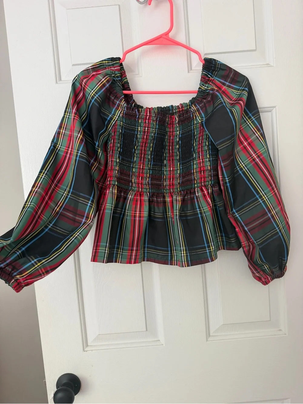 J. Crew Holiday Plaid Smocked Shirt